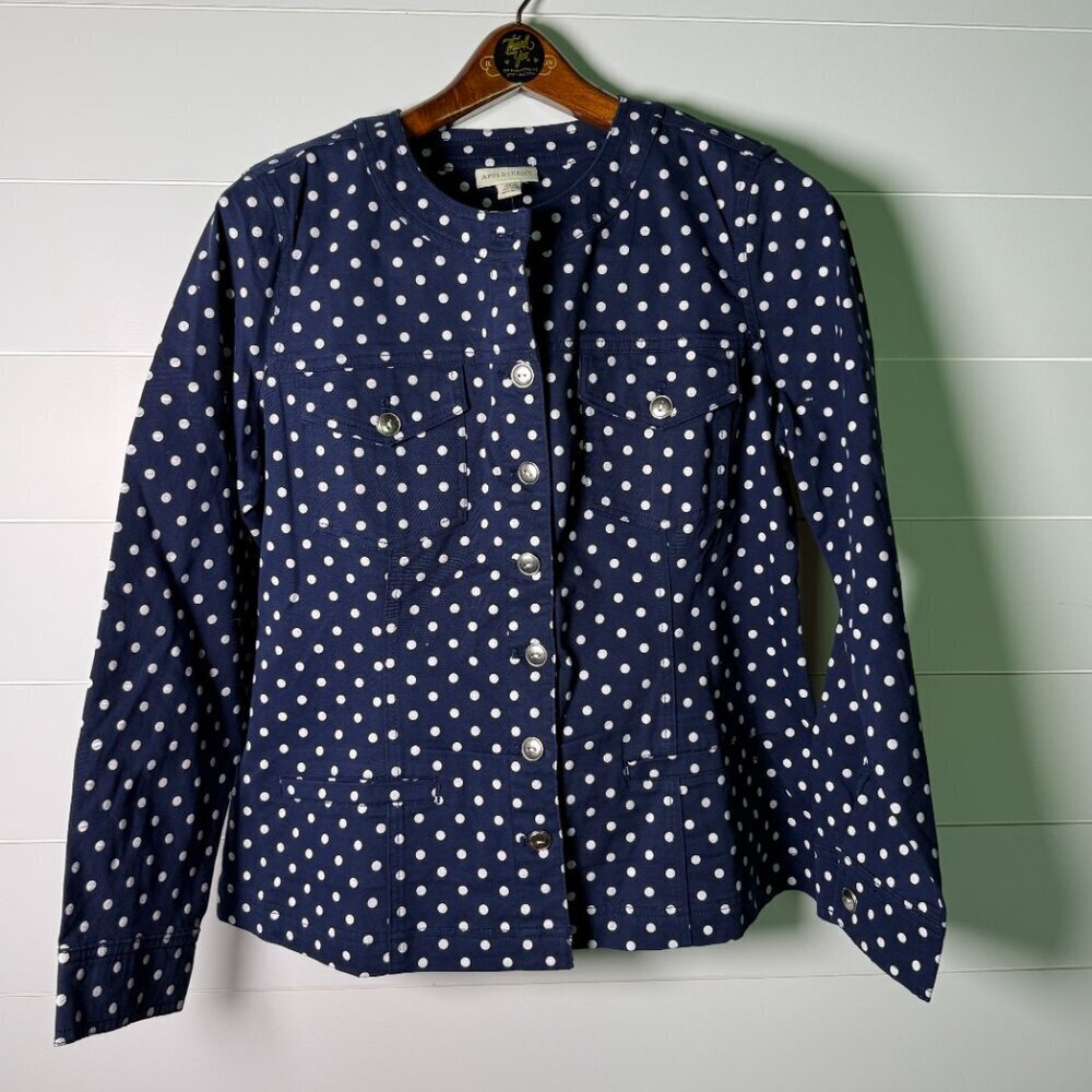 Appleseed’s‎ M Cotton Blend Navy White Polkadot Jacket NWOT